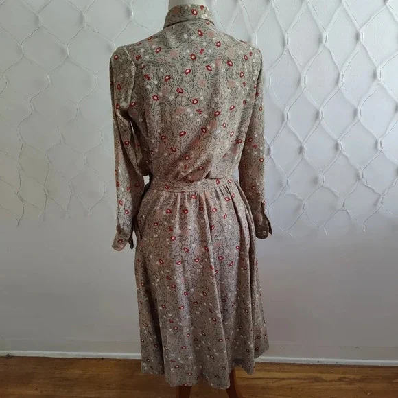 Vintage Skirt Set • Tan Floral • by Evan Picone / Size 6 Petite - Picture 4 of 11